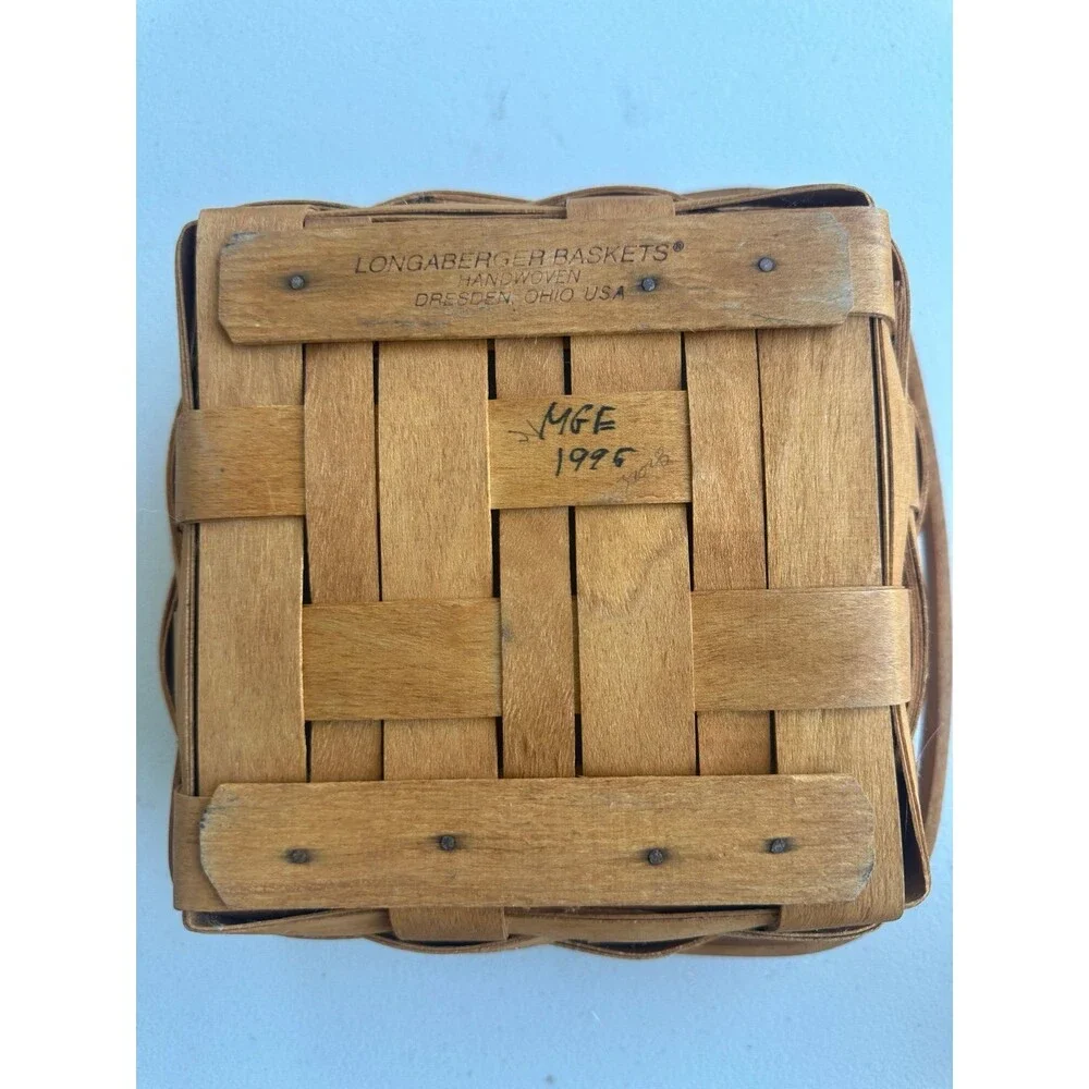 Vintage 1995 Longaberger Handwoven Square Basket Handle Plastic Protector